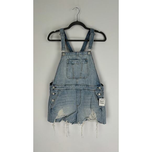Blank NYC Denim Shortalls Mirror Mirror Womens Size 28 New Overalls Distressed - Picture 4 of 14
